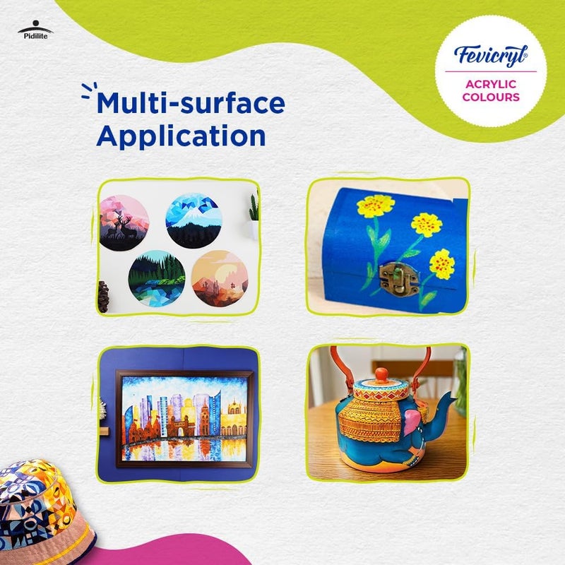 Pidilite Fevicryl Acrylic Colors - Sunflower Kit - 10 Shades - Image 3